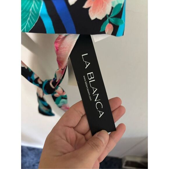 Brand New La Blanca Black Multi Swimwear Bikini Top Women's Size 6 - Picture 4 of 7